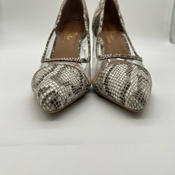 Journee Women 9 Gray Genuine Leather Gabbie Snake‎ Embossed Pointed Toe Pump - Picture 5 of 14